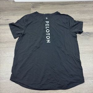 Lululemon Peloton Workout Top Black Gray Short Sleeve Cycling Running Athletic